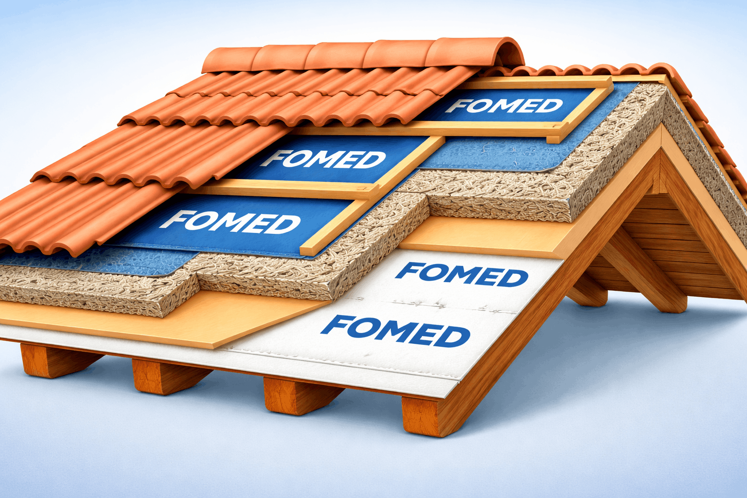 Struttura del tetto con materiali Fomed